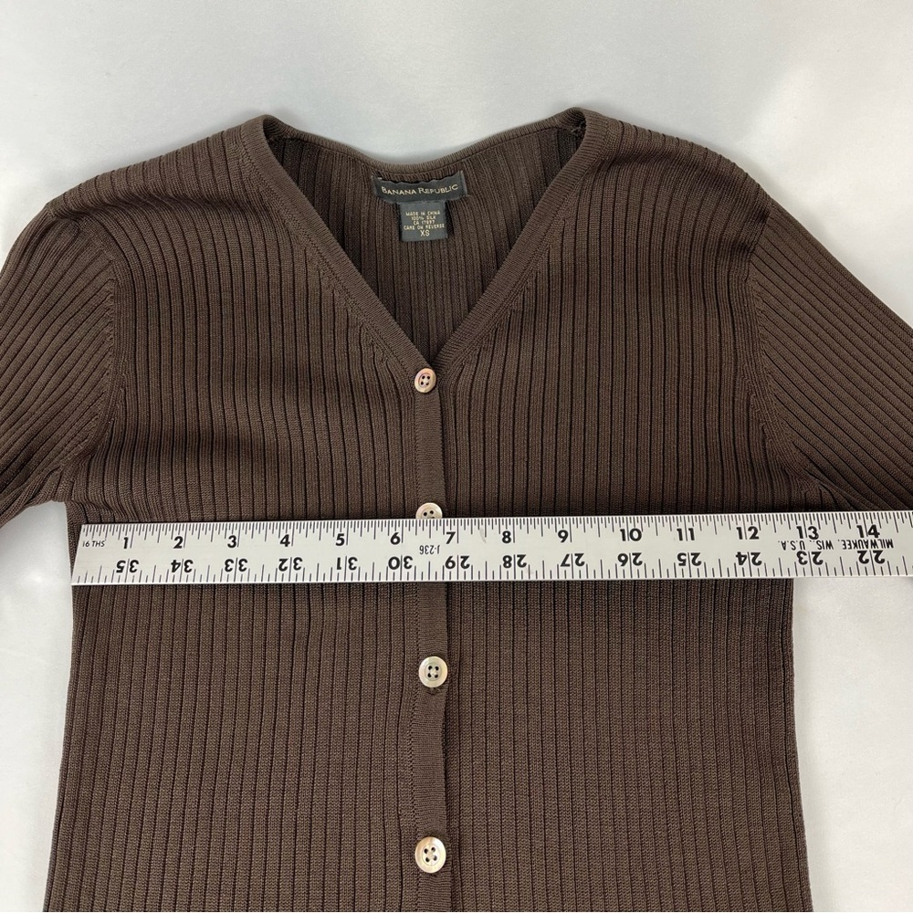 Banana Republic Dark Brown Ribbed Long Sleeve Cardigan Sweater XS - Picture 5 of 14